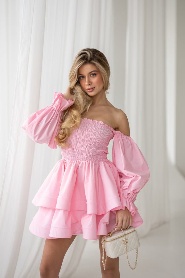 Zélie Shirred Off-Shoulder Mini Dress