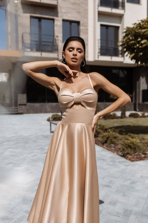 Rosine Satin Bustier Midi Dress