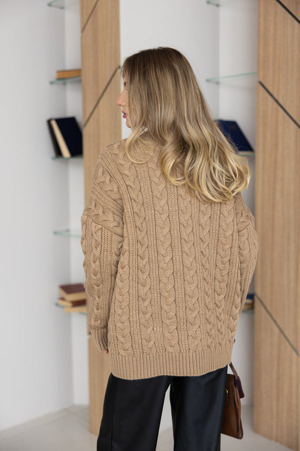 Mireille Cable Knit Sweater – Camel