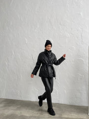 Théodora Quilted Belted Jacket in Black