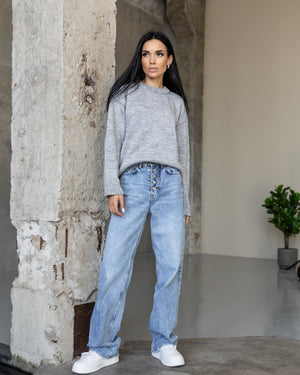 Marion Relaxed Crew Sweater – Light Grey