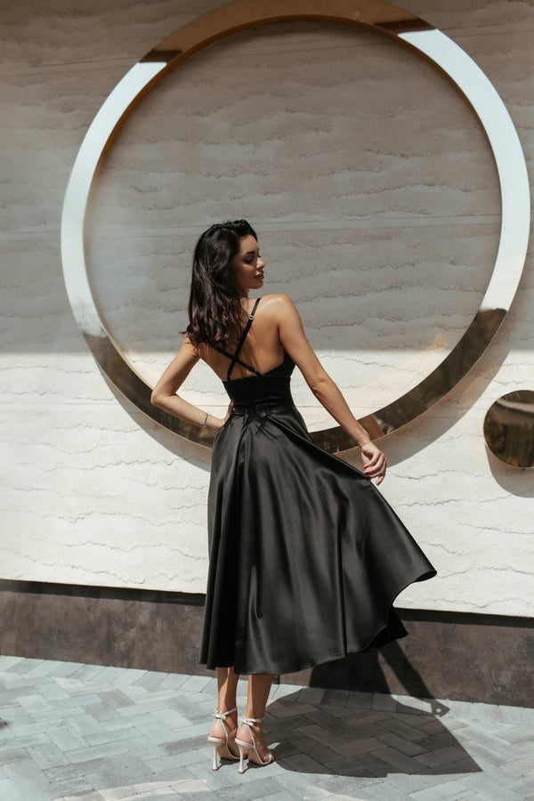 Rosine Satin Bustier Midi Dress