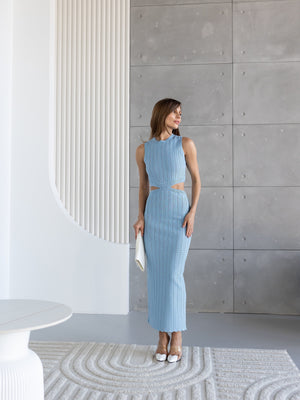 Alba Ribbed Knit Two-Piece – Sky Blue