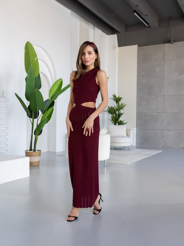 Alba Ribbed Knit Two-Piece – Burgundy