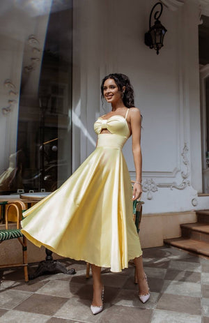 Rosine Satin Bustier Midi Dress