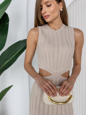 Alba Ribbed Knit Two-Piece – Beige