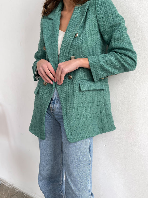 Gwendoline Double-Breasted Oversized Blazer – Green