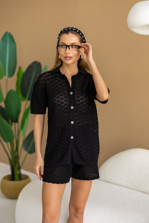 Nora Shirt & Shorts Set – Black