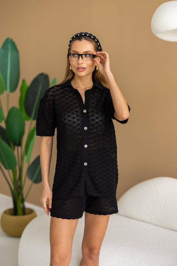 Nora Shirt & Shorts Set – Black