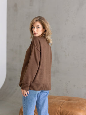 Marion Relaxed Crew Sweater – Brown