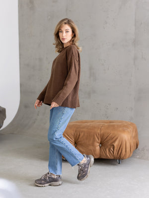 Marion Relaxed Crew Sweater – Brown