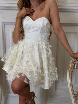 Adélie Butterfly Appliqué Mini Dress