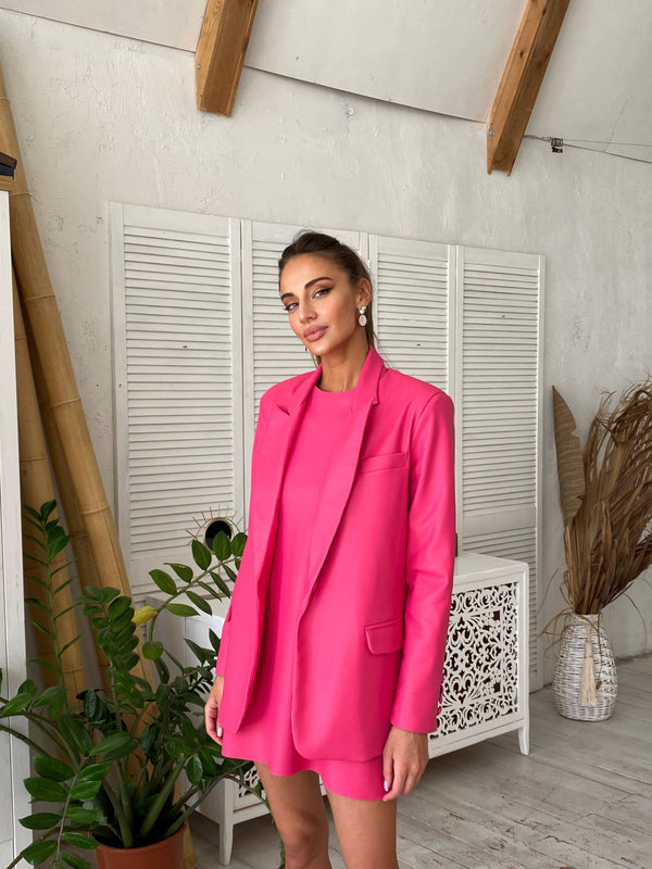 Hermine Oversized Longline Blazer – Raspberry