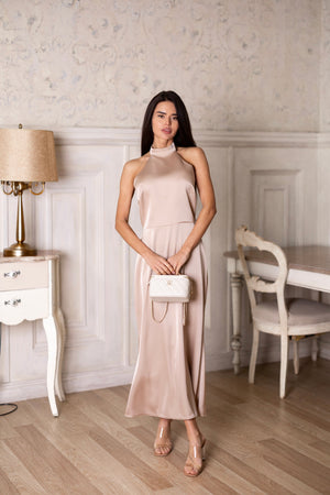 Océane Halter Jumpsuit – Beige