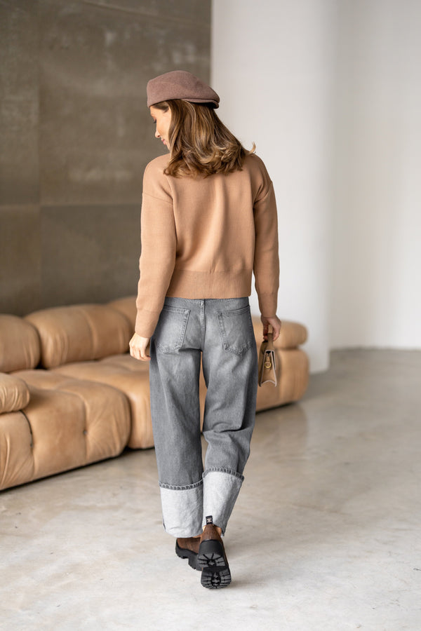 Perrine Collared Cable Sweater – Camel