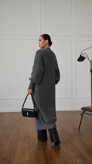 Selene Longline Cardigan – Charcoal