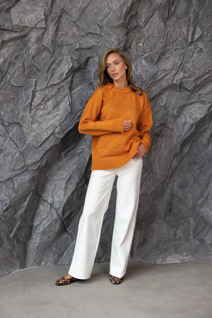 Marion Relaxed Crew Sweater – Orange