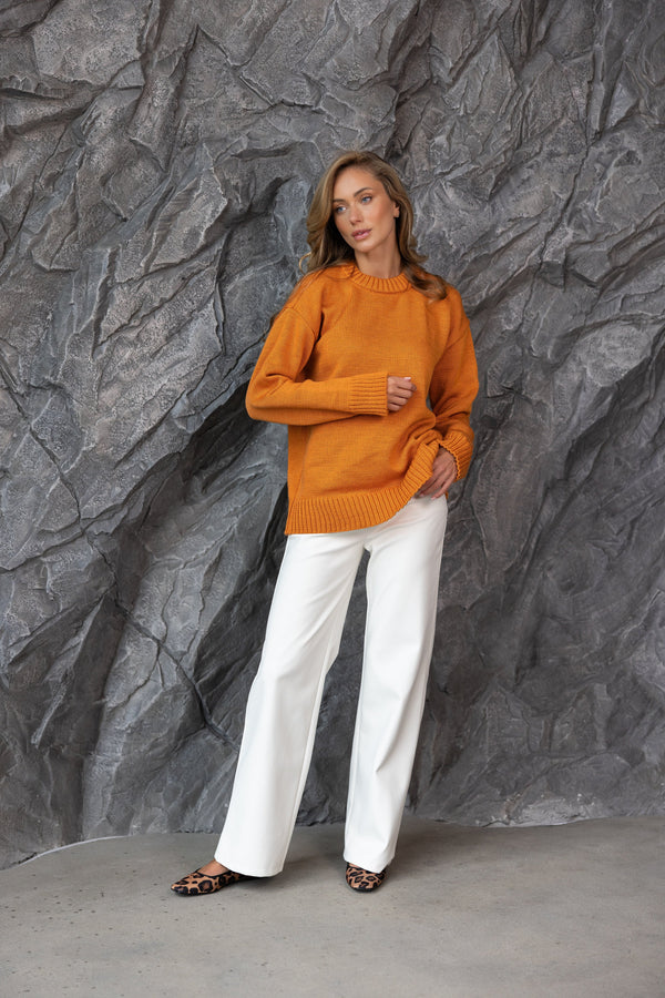 Marion Relaxed Crew Sweater – Orange