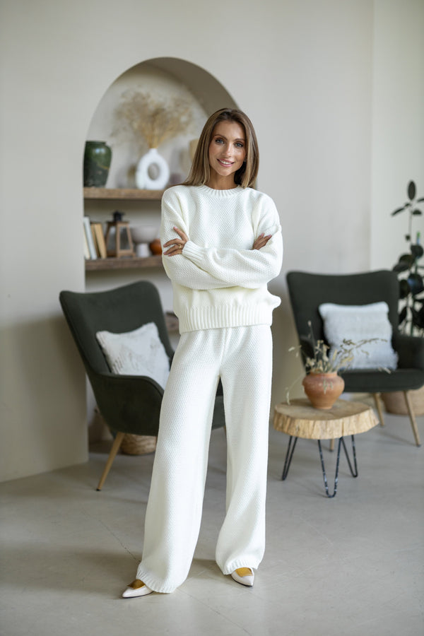 Anouk Knit Lounge Set – Milk White