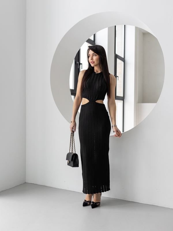Alba Ribbed Knit Two-Piece – Black
