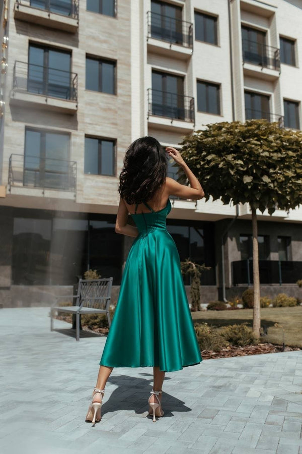 Rosine Satin Bustier Midi Dress