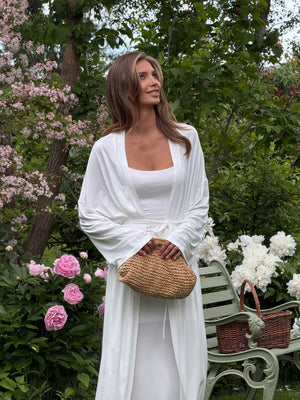 Cerise Ribbed Belted Robe Cardigan – Milk White