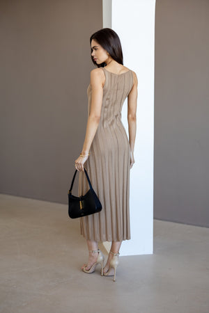 Livia Ribbed Maxi Dress – Camel