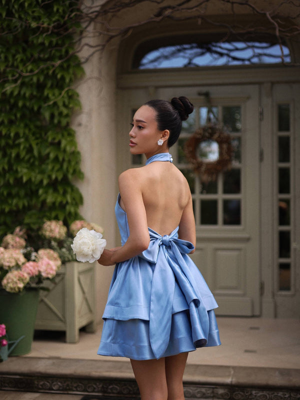 Celestine Tiered Halter Mini Dress