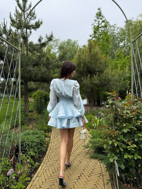 Noëlle Organza Balloon-Sleeve Mini Dress