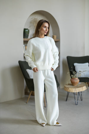 Anouk Knit Lounge Set – Milk White