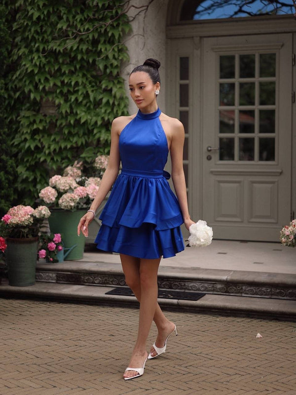 Celestine Tiered Halter Mini Dress