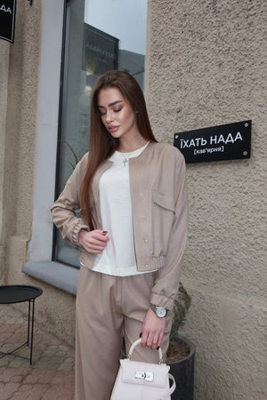 Solene Knit Lounge Set – Beige