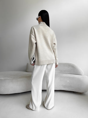 Maren Half-Zip Tunic Sweater – Sand