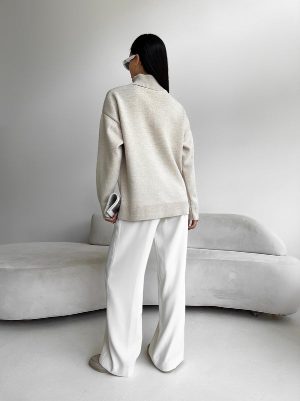 Maren Half-Zip Tunic Sweater – Sand