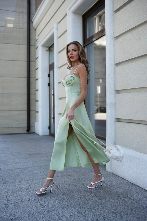 Léa Corset Slip Dress – Lime
