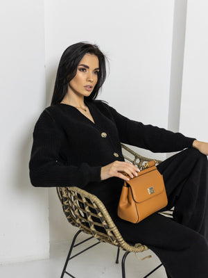 Adélaïde Knit Cardigan & Trouser Set – Black