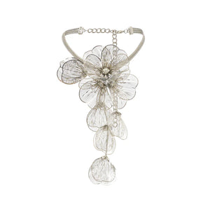 Silver Floral Wire Necklace