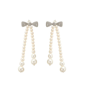 Pearl Bow Drop Earrings