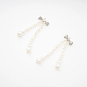 Pearl Bow Drop Earrings
