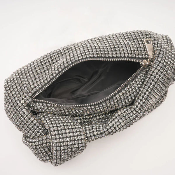 Crystal Knot Handle Shoulder Bag