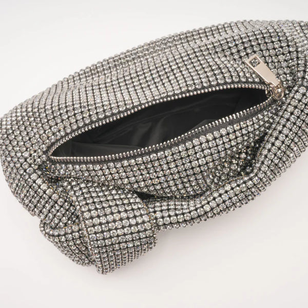 Crystal Knot Handle Shoulder Bag