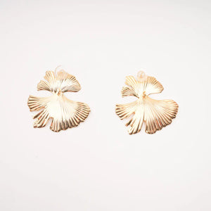 Gold Gingko Leaf Statement Earrings