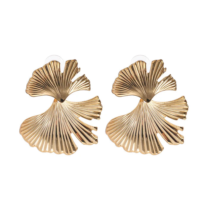 Gold Gingko Leaf Statement Earrings