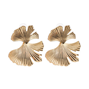 Gold Gingko Leaf Statement Earrings