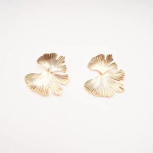 Gold Gingko Leaf Statement Earrings