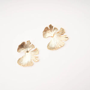 Gold Gingko Leaf Statement Earrings