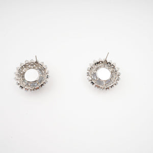 Silver Round Sparkle Stud Earrings