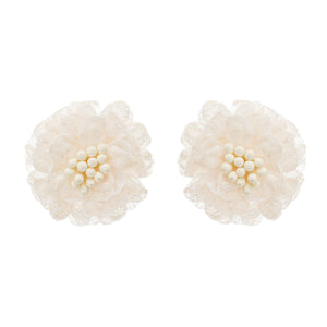 Cream Lace Flower Earrings