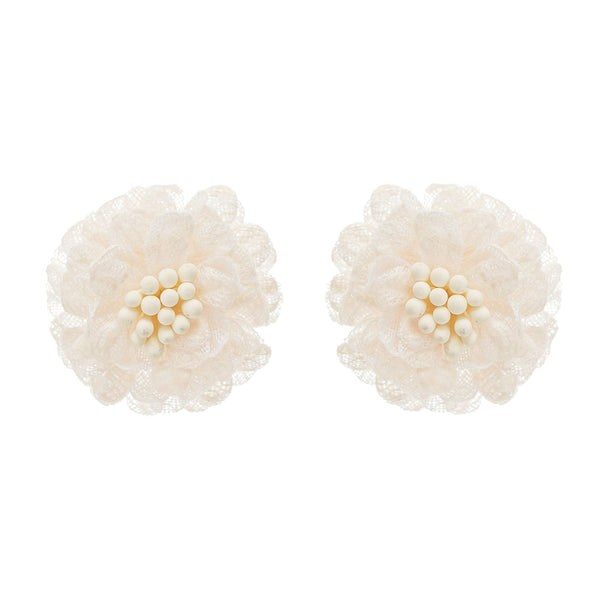 Cream Lace Flower Earrings