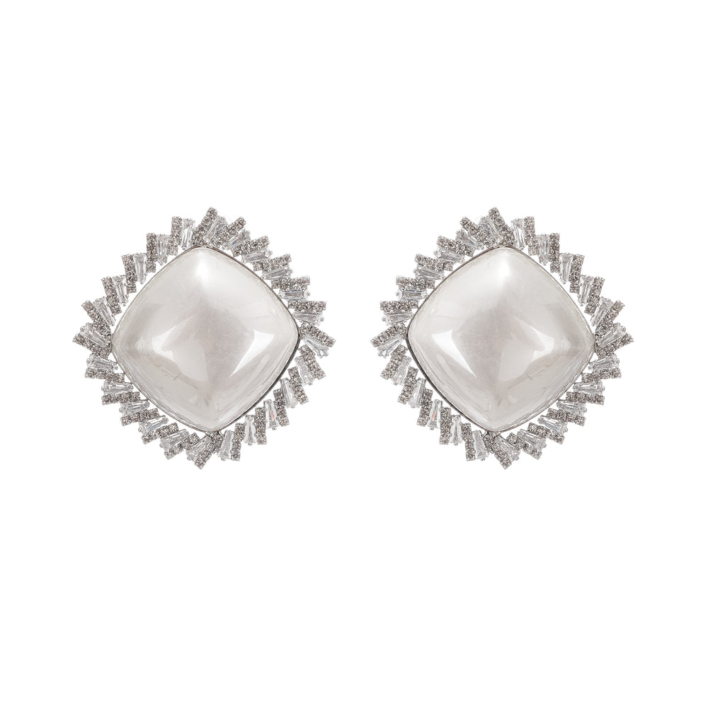 Crystal Framed Square Statement Earrings